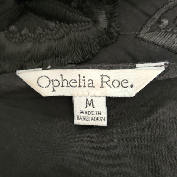 Ophelia Rose Black Spaghetti Strap Tank Top Size Med Embroidered Floral Lined - Picture 8 of 10